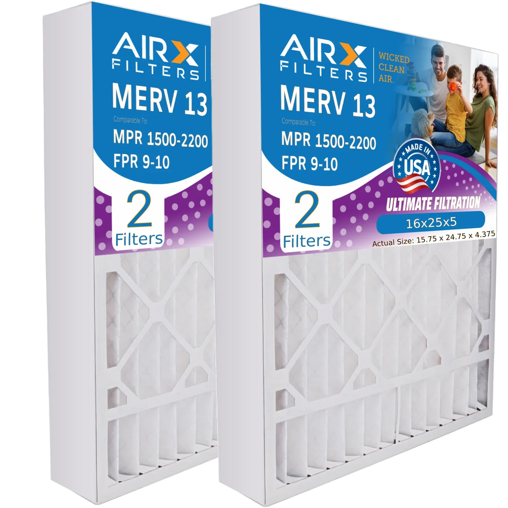 16x25x5 Air Filter  13 Comparable to  1500 - 2200 &  9 Compatible with Bryant Carrier FILXXCAR0016 Premium  Made 16x25x5 Furnace Filter 2 Pack by     .