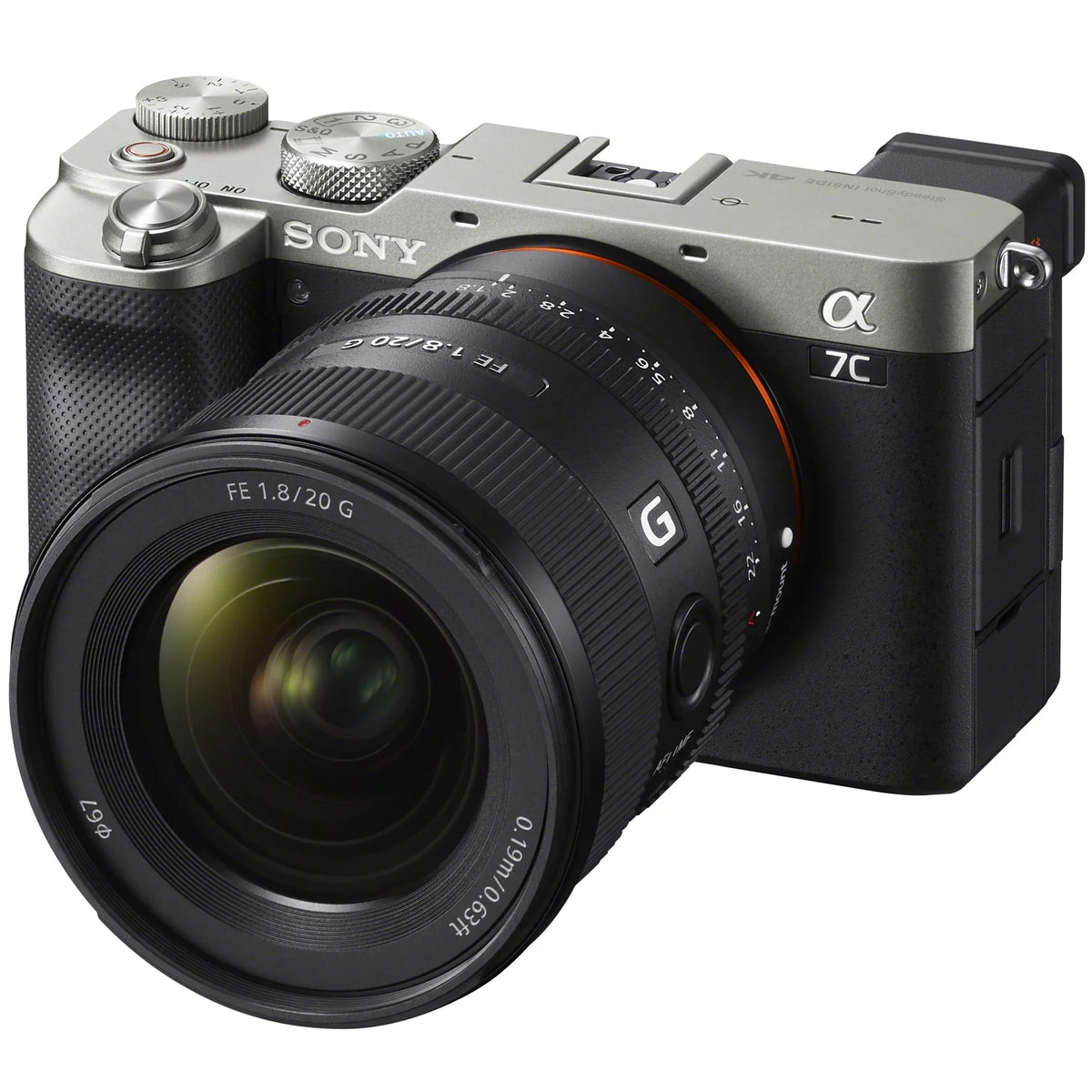 Sony a7C Mirrorless Full Frame Camera Body with Sony  20mm F1.8 G Lens SEL20F18G Silver ILCE7C/S Bundle with Deco Gear Photography Backpack Case , Software and Accessories