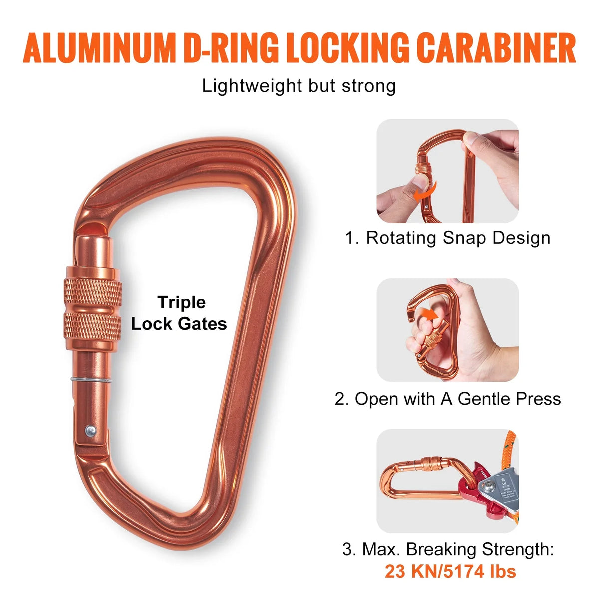 Steel Core flipline, 1/2" x 8' Arborist Flipline, Flip Line for Tree Climbing with Alloy Steel Snap Hook, Aluminum Alloy Carabiner and Extra Tool Lanyard, for Arborist, Tree Climbers