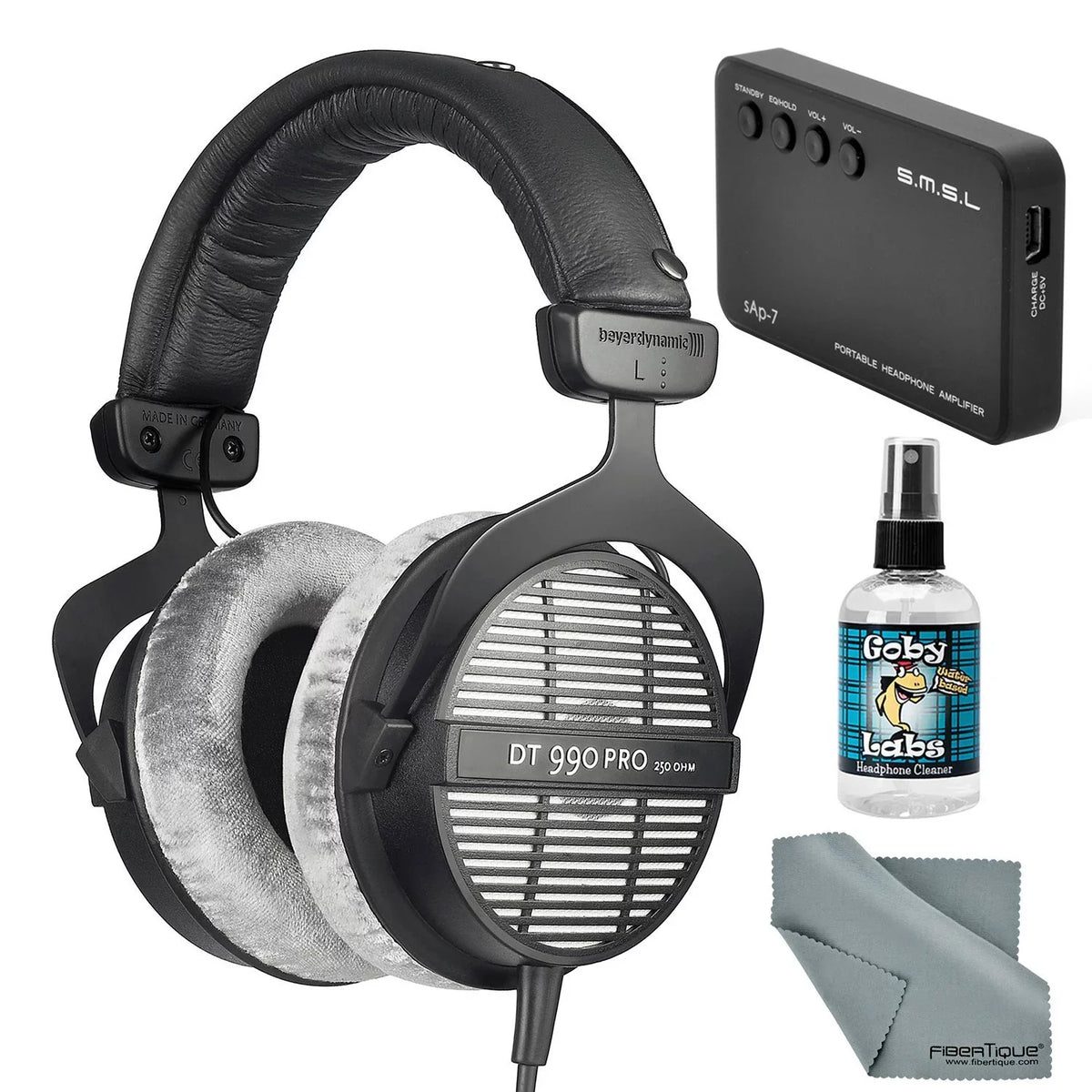 Beyerdynamic  990  250 Ohm Headphones with Amplifier + Cleaner + Fibertique Cloth Bundle
