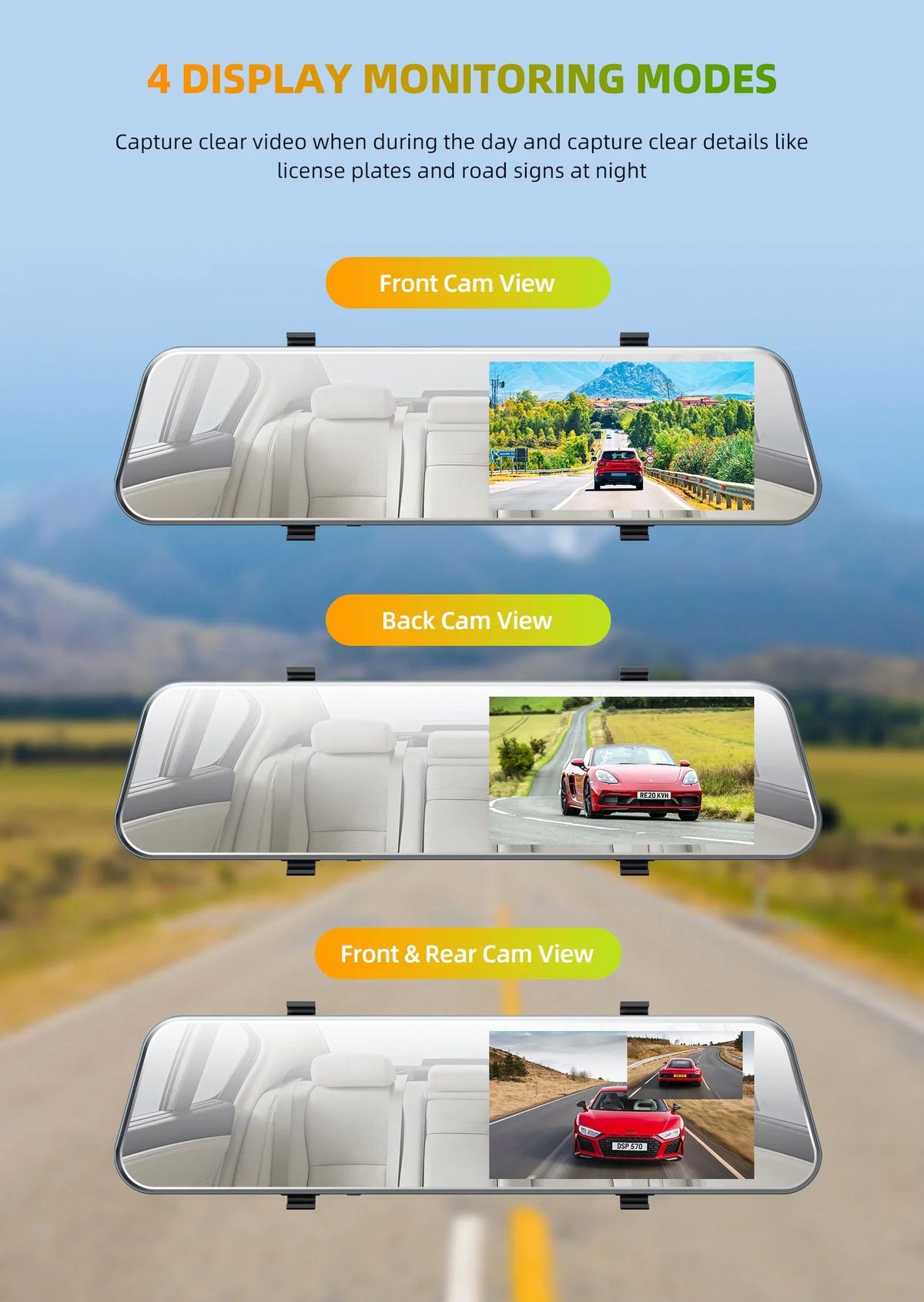 Backup Camera 5" Full  1080P Dash Cam Front and Rear Dual Lens with Waterproof Rear Camera