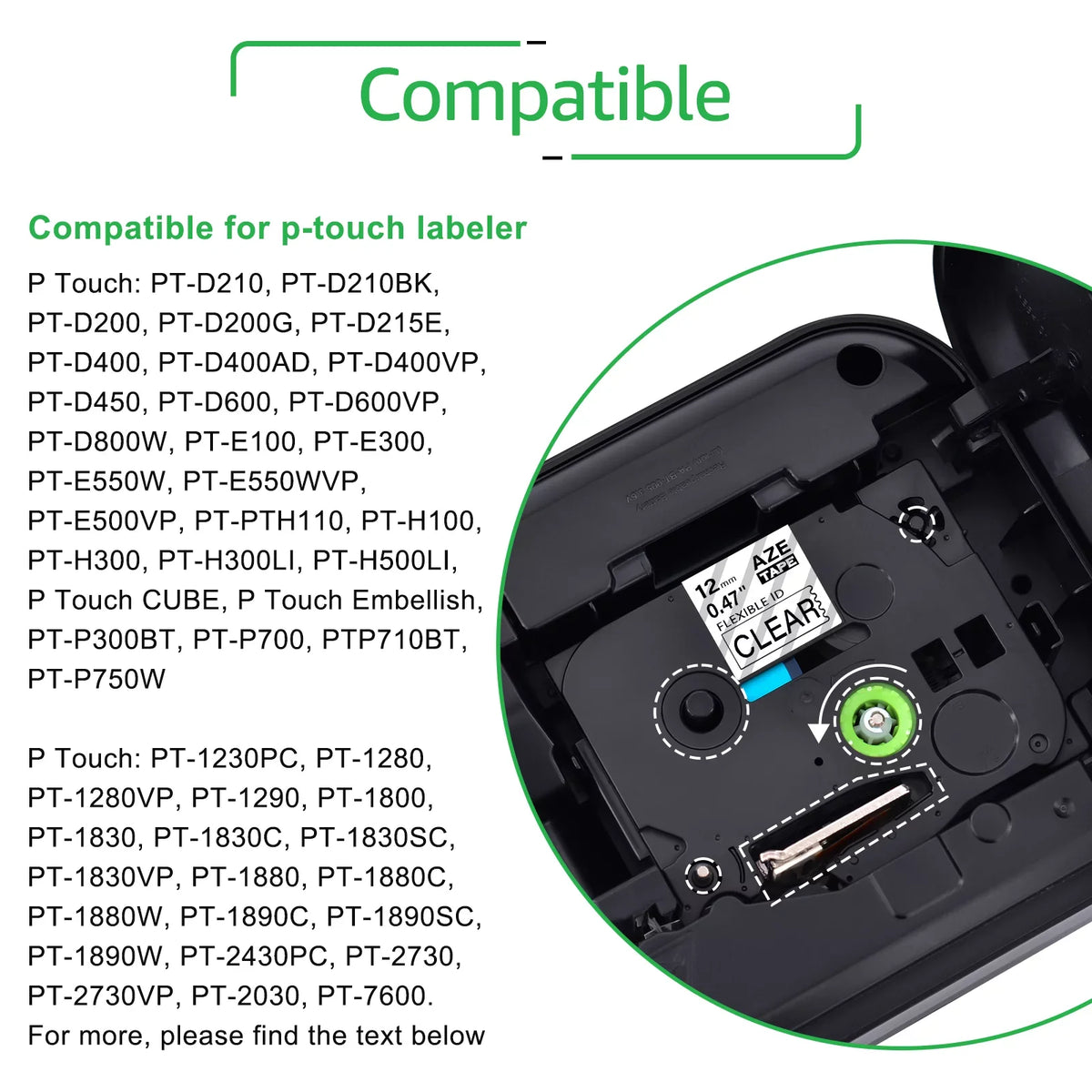 4PK Compatible for Brother P-touch 12mm x 8m Black on Clear  TZe TZe-FX131 -FX131 TZe-131 -131 Flexible  Cable Wire Label Tape