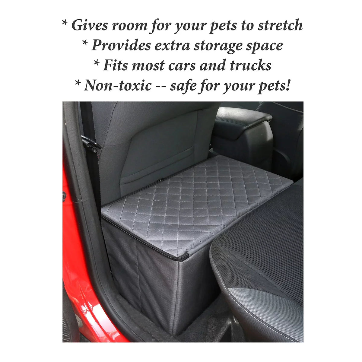 Back Seat Extender for Dogs with Storage Dog Bridge - Gray