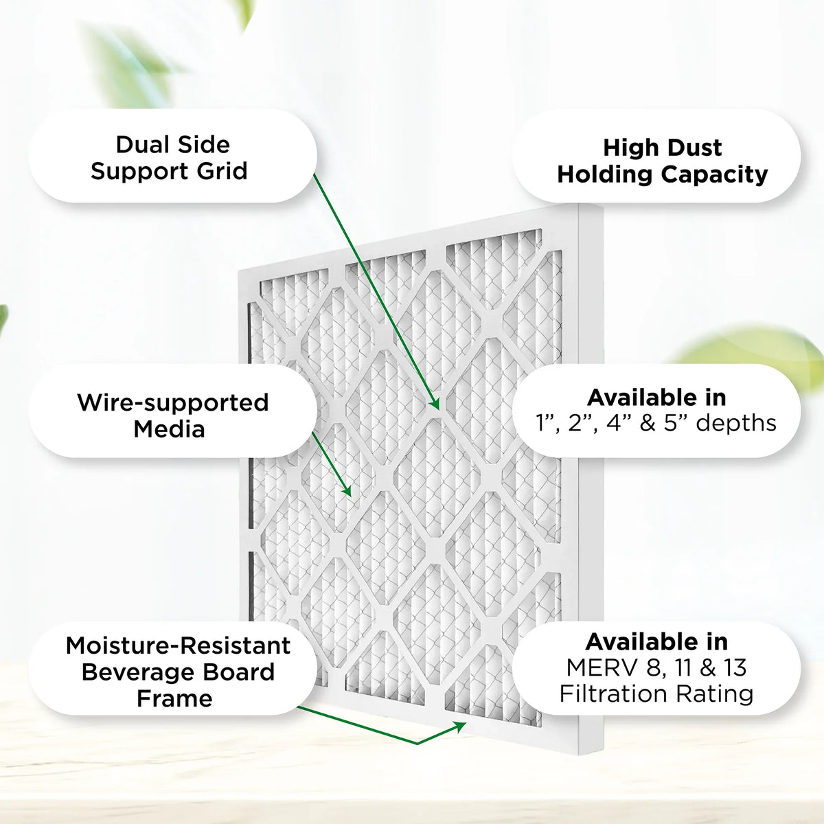 14x18x1  11,  1000 Pleated  Furnace 1" Air Filters by Pamlico. Quantity 6. Actual Size: 13-1/2 x 17-1/2 x 3/4