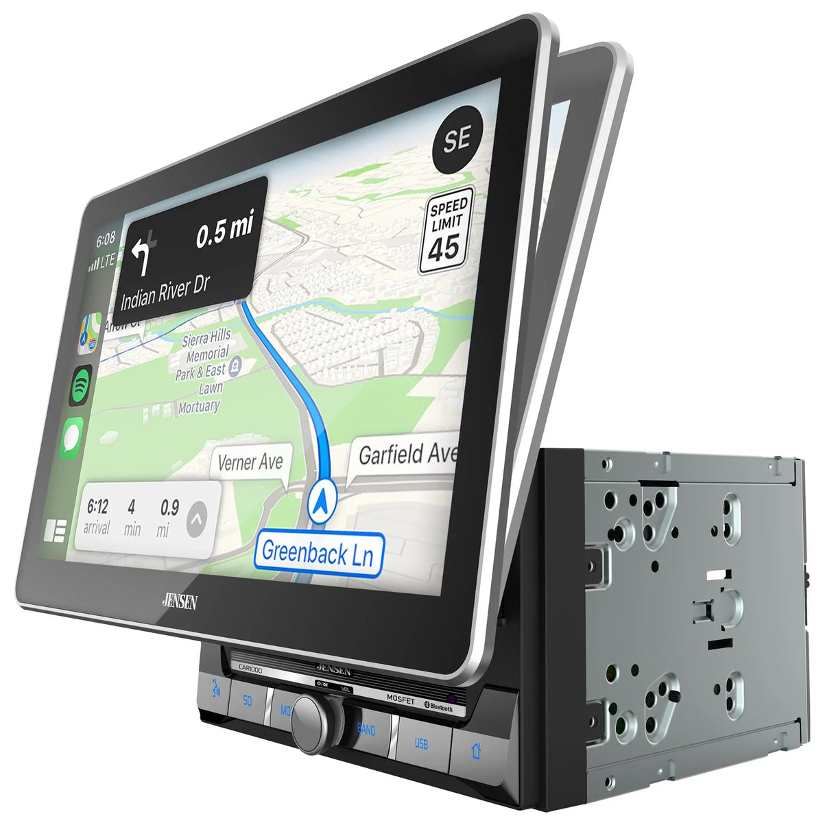 Jensen CAR1000 2 Din 10 in.  Mechlesss Carplay & Android Auto