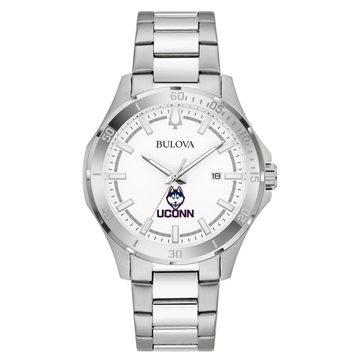 Men's Bulova Silver UConn Huskies Stainless Steel Classic Sport Watch