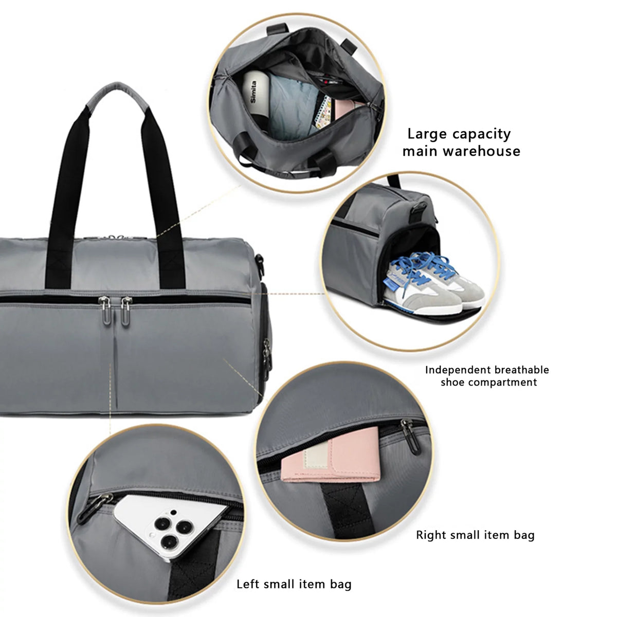 Travel Duffel Bag for Women Men Overnight Bag Small Sports Bag with Dry Wet Pocket and Shoes Compartment