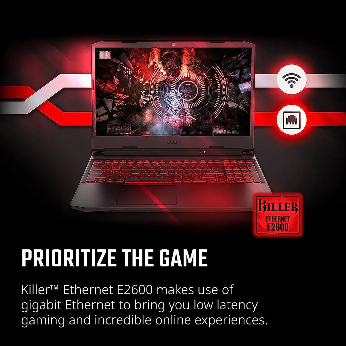 Acer Nitro 5 15.6-Inch 144hz  Gaming Laptop + High Quality 6ft  Cable +  Screen Cleaner + Wired Stereo Gaming Headset + Gaming Controller- Carbon Black