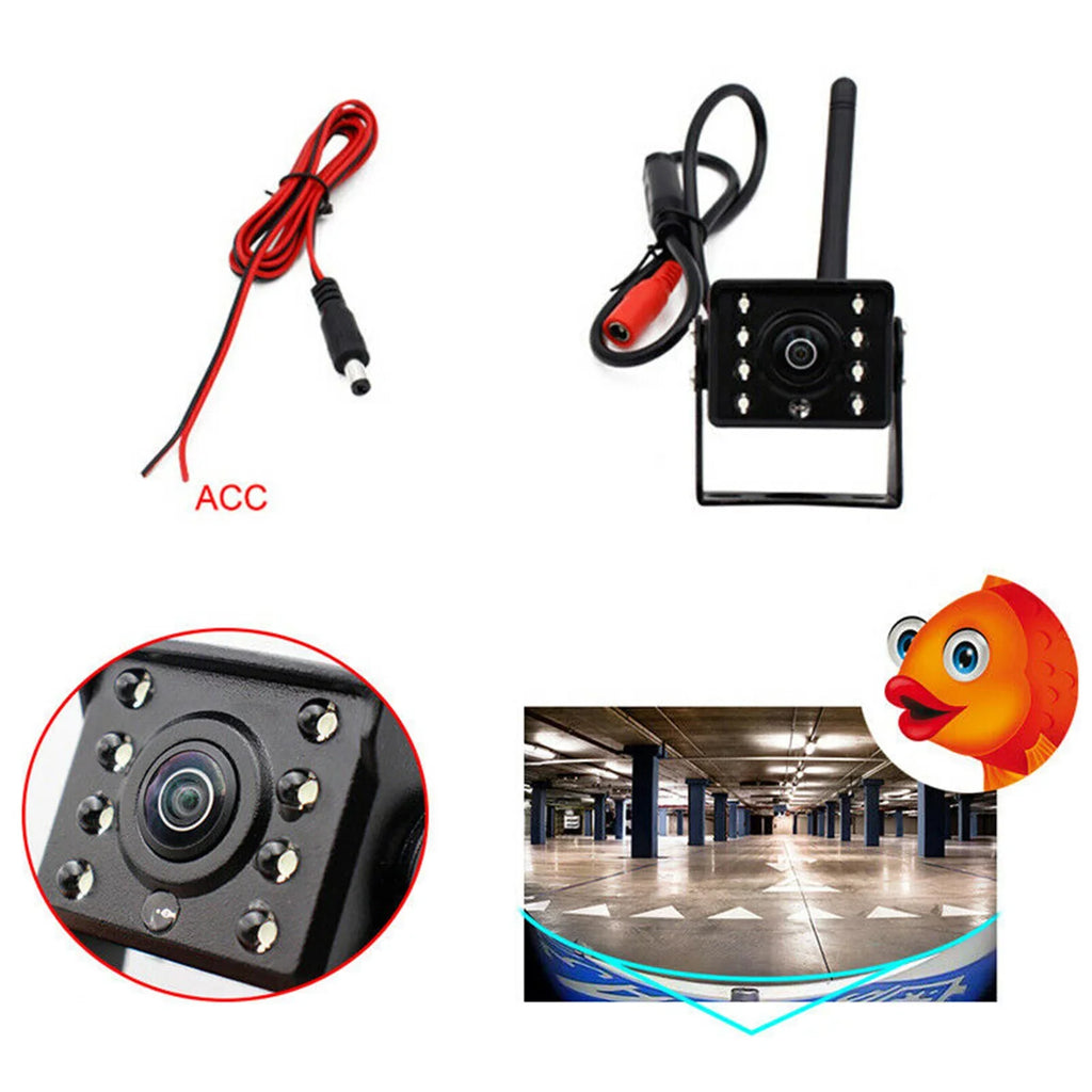 Anself WiFi Wireless Car Rear View Camera Truck Bus ~36V Automobile  Reverse  Night Vision Backup Camera, IP67 Waterproof Wireless Reversing Monitor