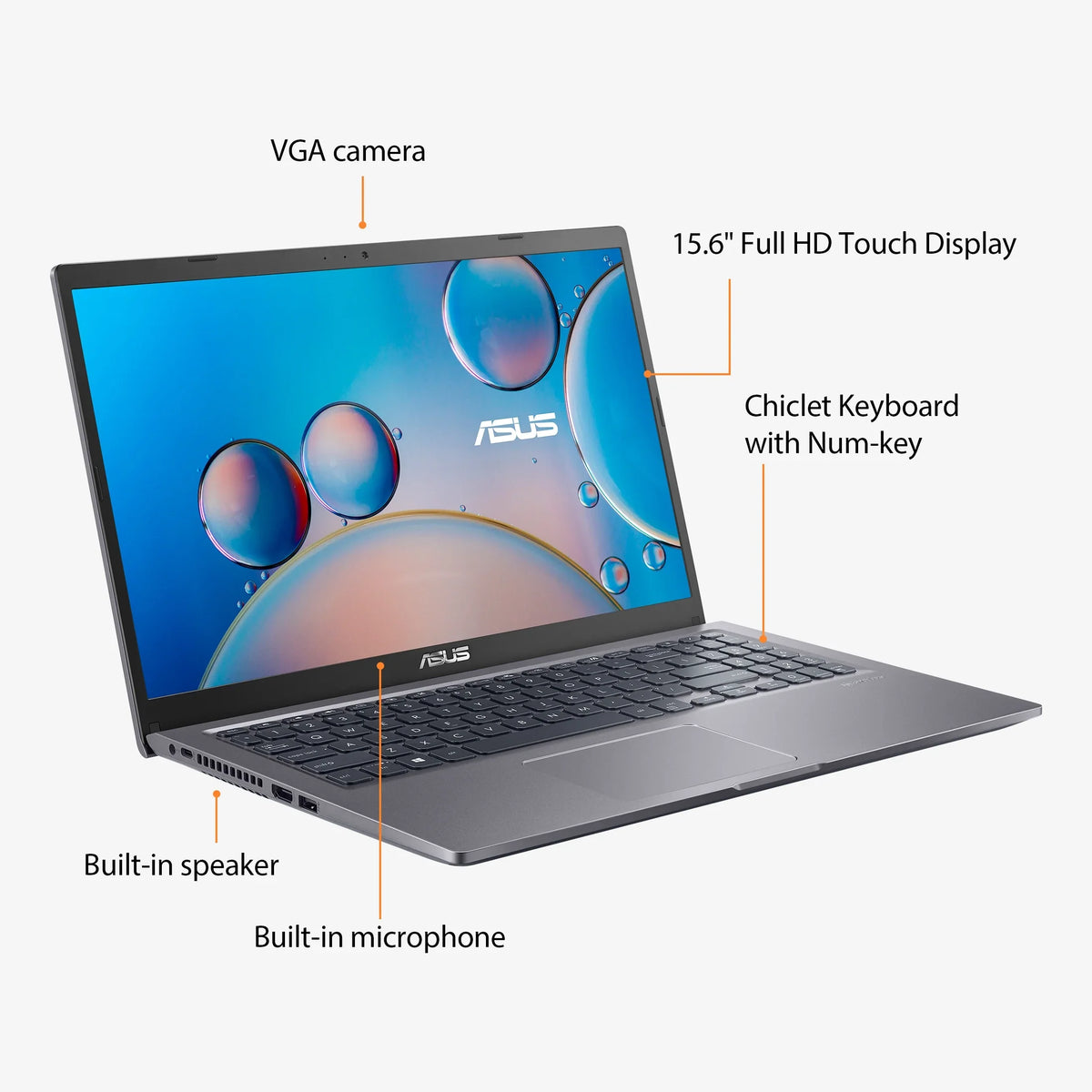 Restored  Vivobook 15.6”  Touch  Laptop, Intel Core i5-1135G7, 8GB, 512GB, Win 11 Home, F515EA-WH52 (Refurbished)