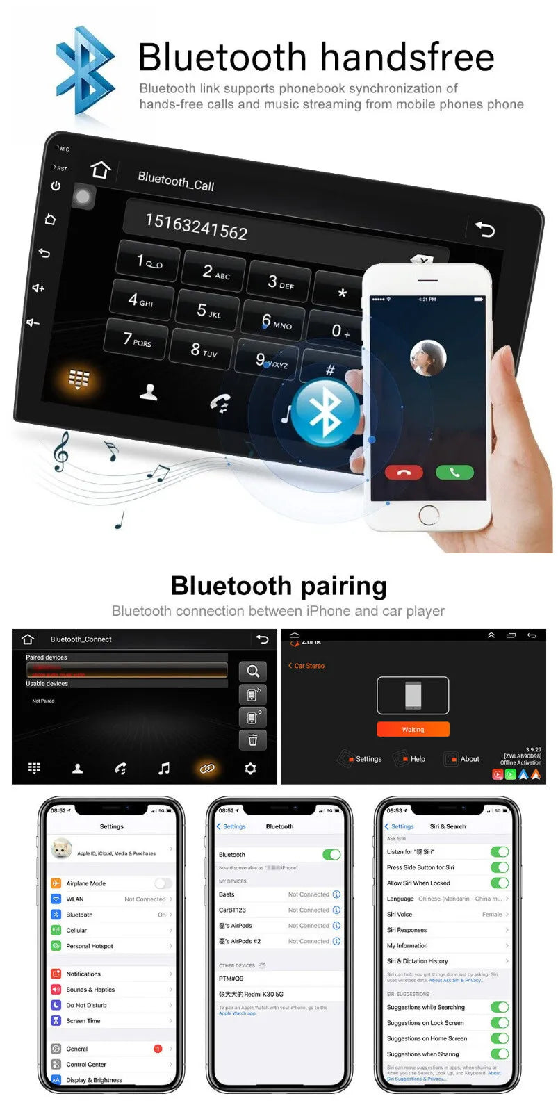 9" 1280*720  2+32GB Android 13 Apple CarPlay Car Stereo Radio  Navi Fit Hummer H3 2005-2010