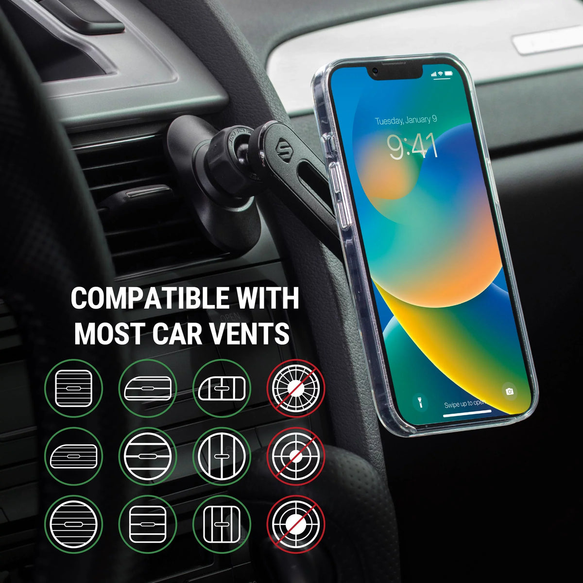 Scosche  MagicMount Pro  4in1 Magnetic Dash/Windshield/Vent Mount Comp w/ iPhone 15/14/13