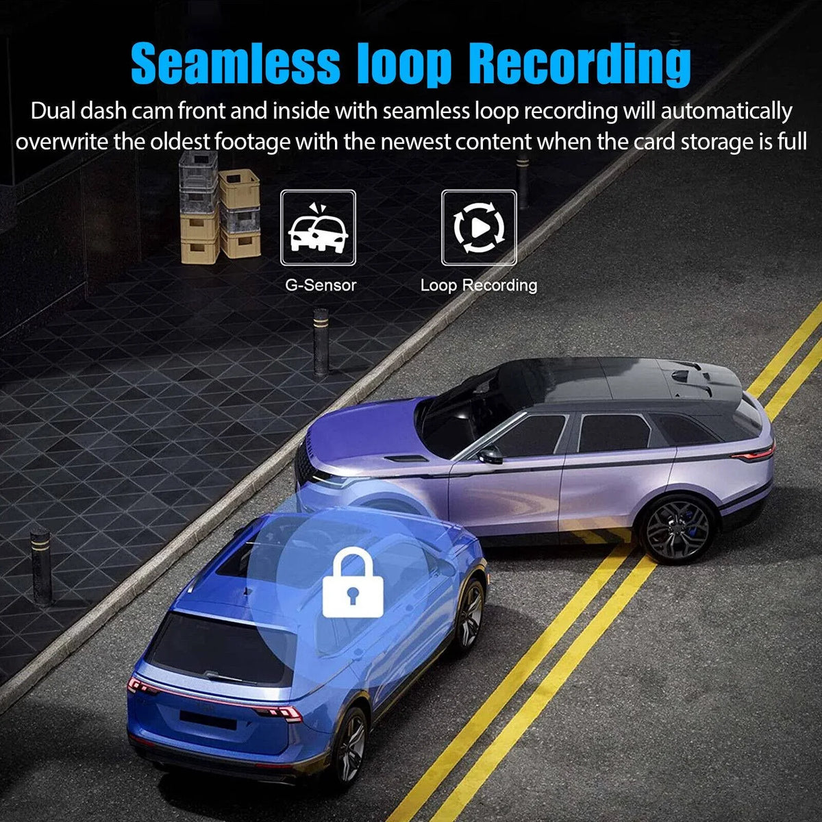 1080P Car Dual Lens Dash Cam Front/Rear/Inside Video Recorder Camera G-sensor
