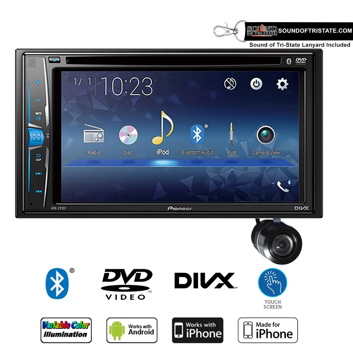 Pioneer -221EX Multimedia -Receiver with Bullet Style Backup Camera