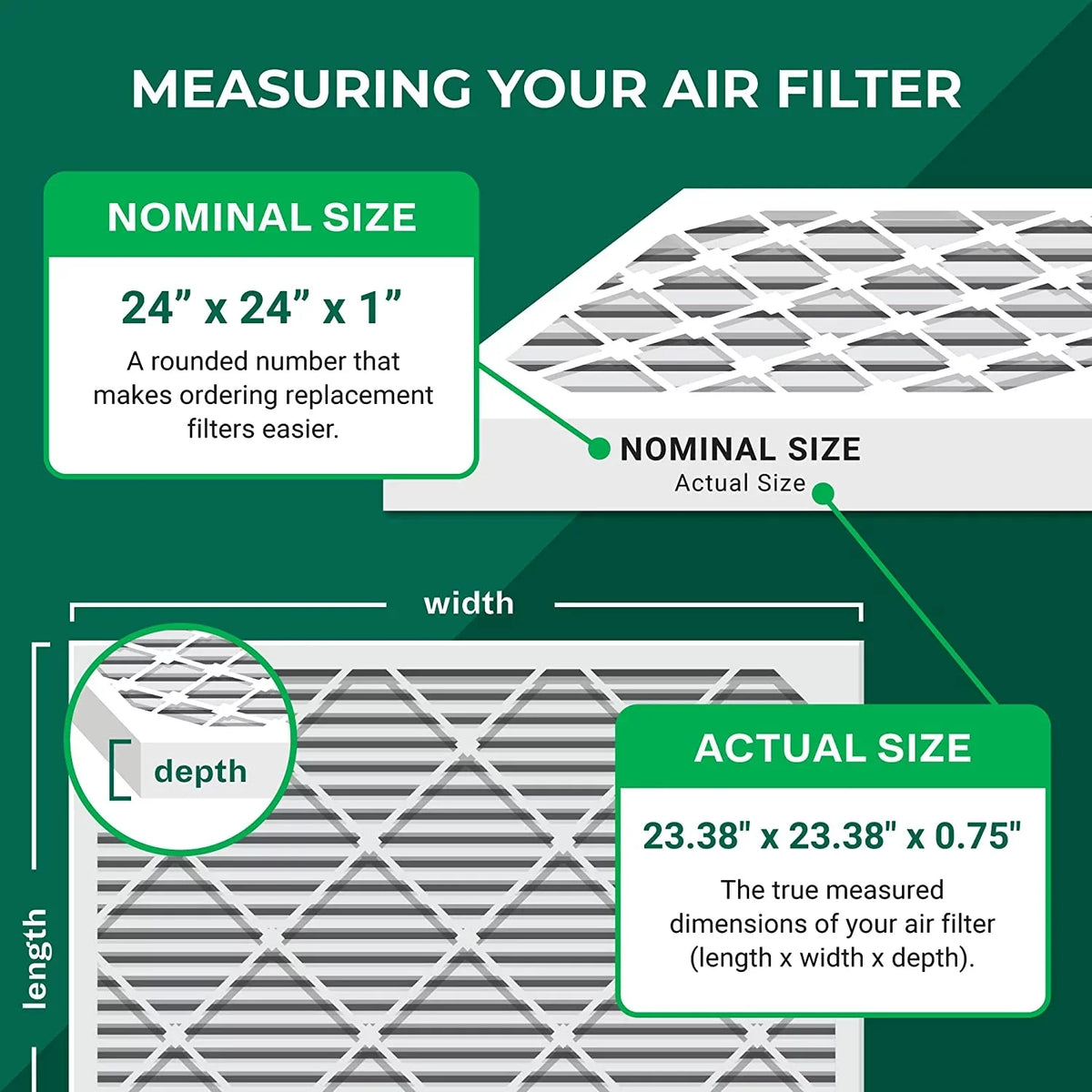 Filterbuy 24x24x1  13 Pleated   Furnace Air Filters (6-Pack)