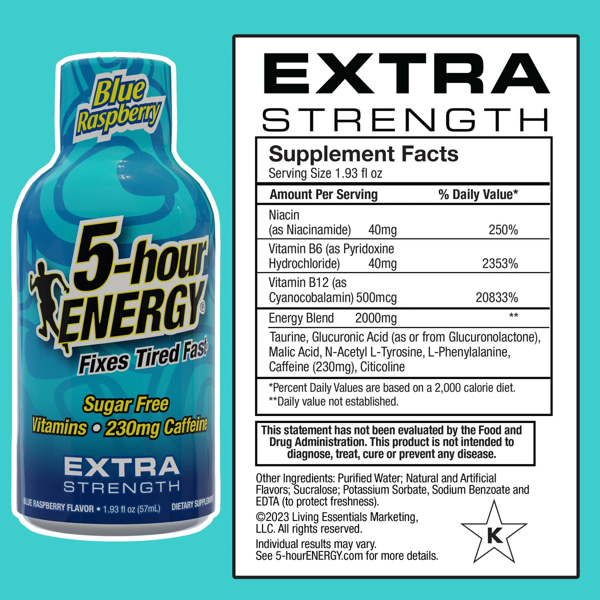 5-hour  Shot, Extra Strength, Blue Raspberry, 12 Count